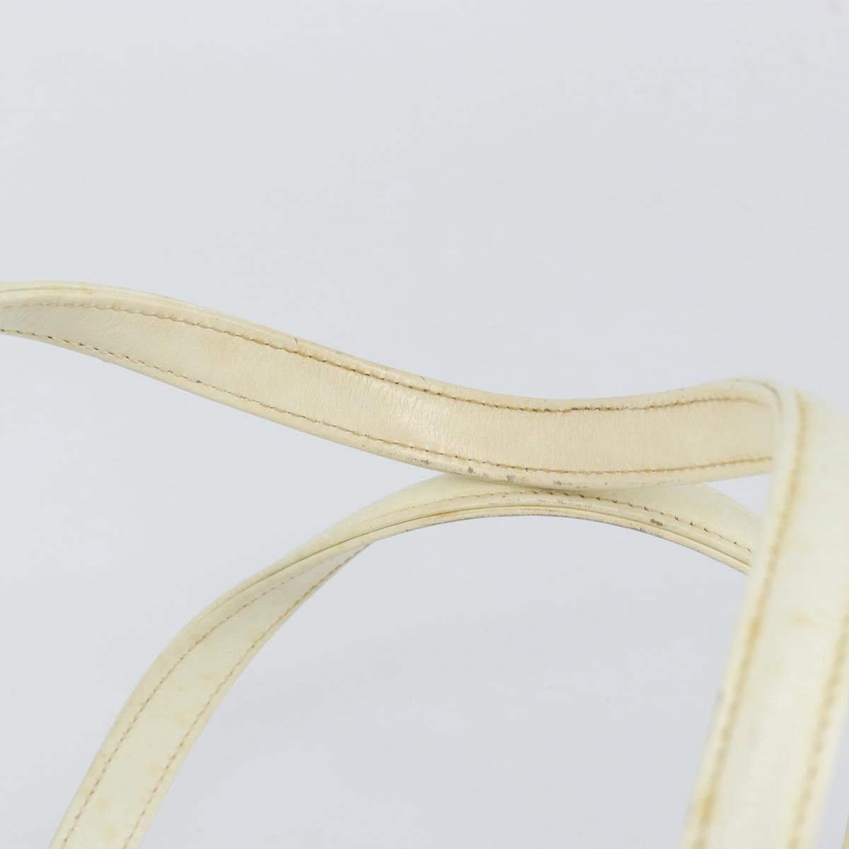 GUCCI Hand Bag Leather White Gold Auth 154583