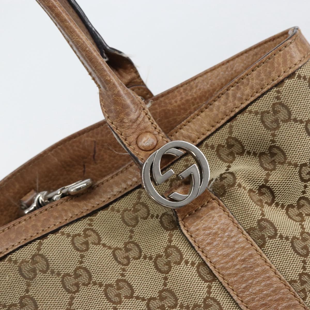 GUCCI GG Canvas Miss GG Tote Bag Beige Silver 342591 Auth 154584