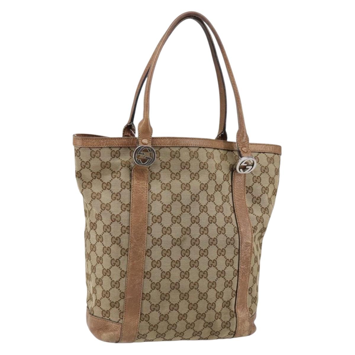 GUCCI GG Canvas Miss GG Tote Bag Beige Silver 342591 Auth 154584
