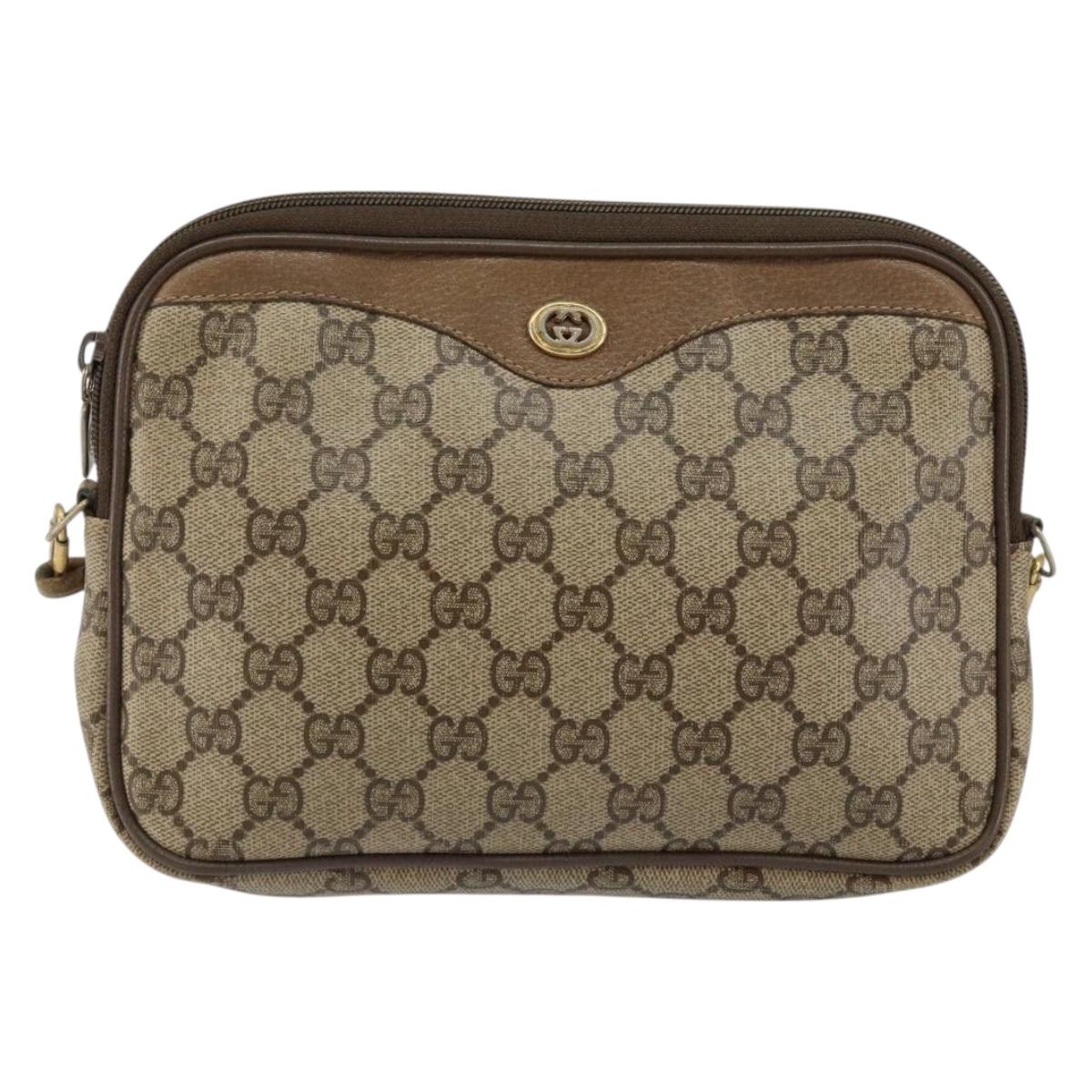 GUCCI GG Supreme Shoulder Bag PVC Beige Gold 97 02 068 Auth 154585