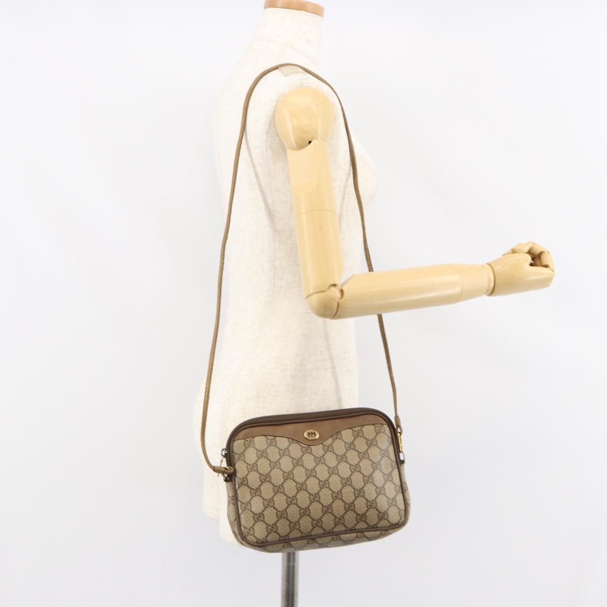 GUCCI GG Supreme Shoulder Bag PVC Beige Gold 97 02 068 Auth 154585