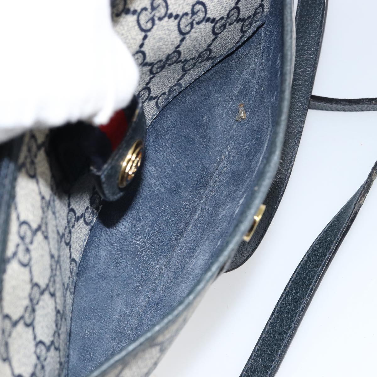 GUCCI GG Supreme Web Sherry Line Bag PVC Navy Gold 89 02 032 Auth 154586