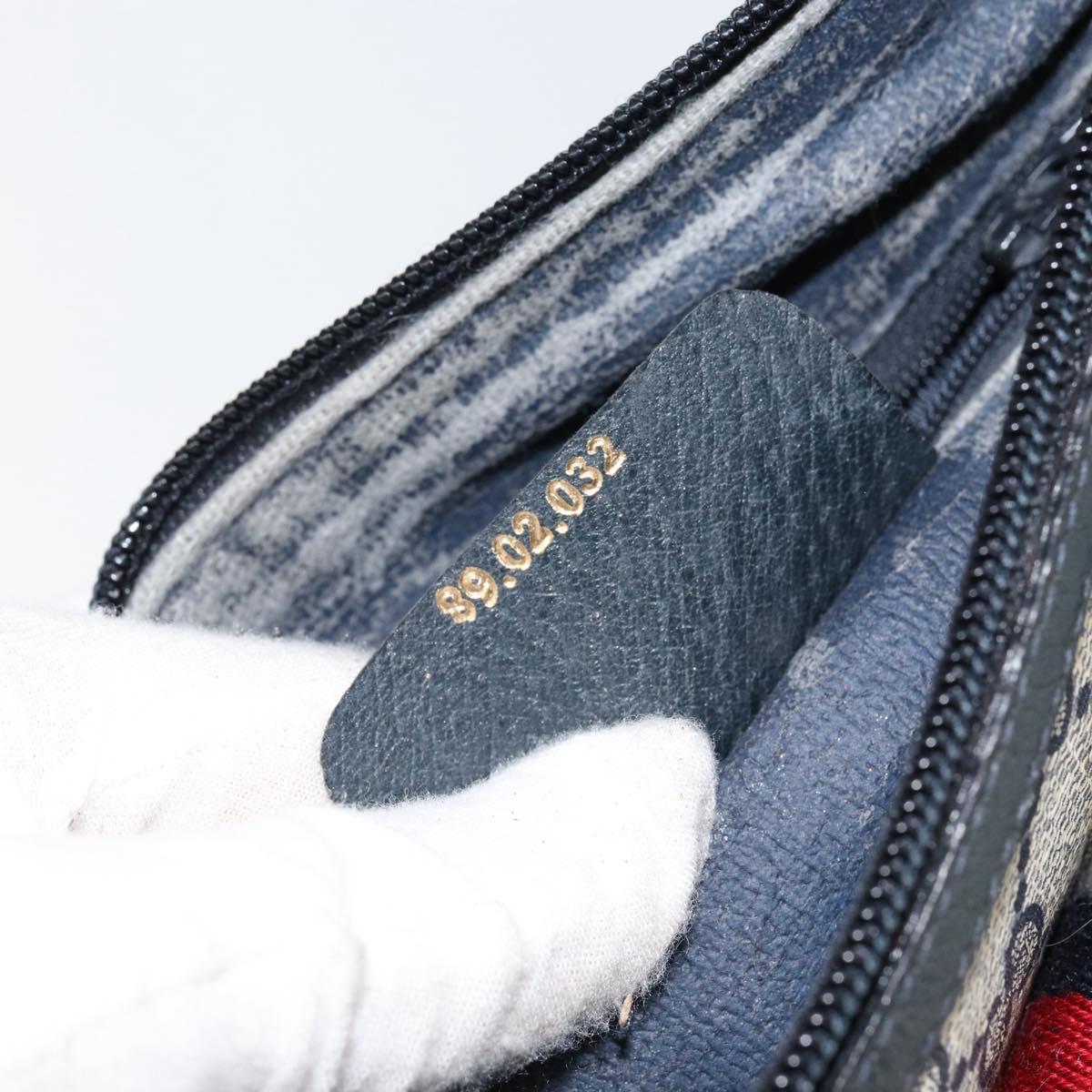 GUCCI GG Supreme Web Sherry Line Bag PVC Navy Gold 89 02 032 Auth 154586