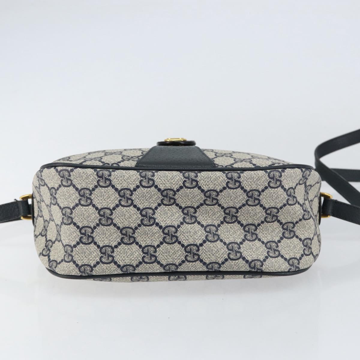 GUCCI GG Supreme Web Sherry Line Bag PVC Navy Gold 89 02 032 Auth 154586