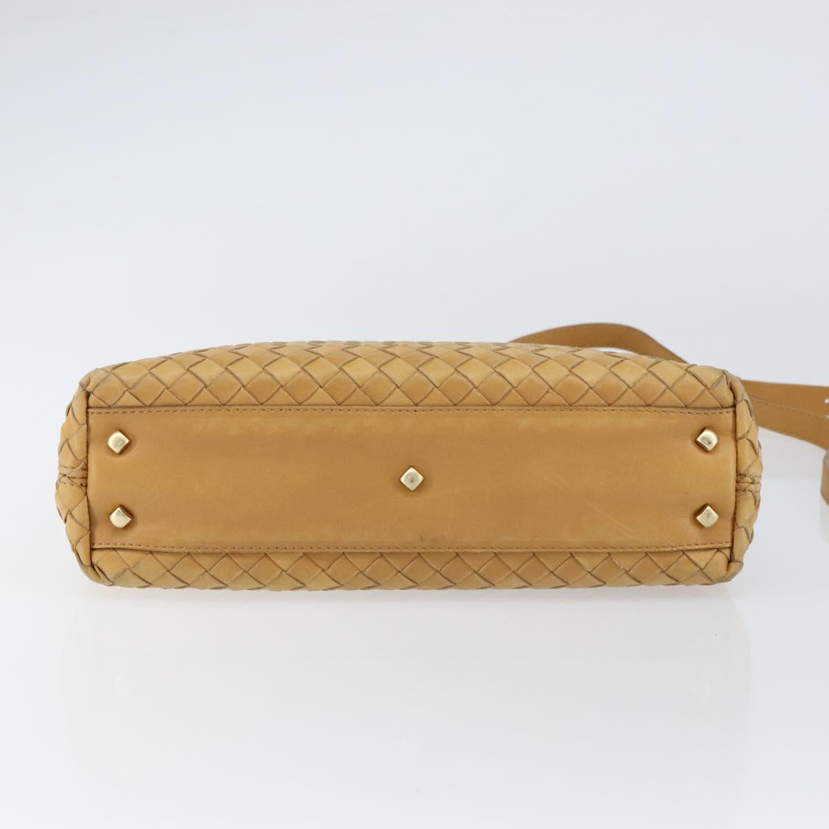 BOTTEGA VENETA INTRECCIATO Hand Bag Leather 2way Beige Gold Auth 154588