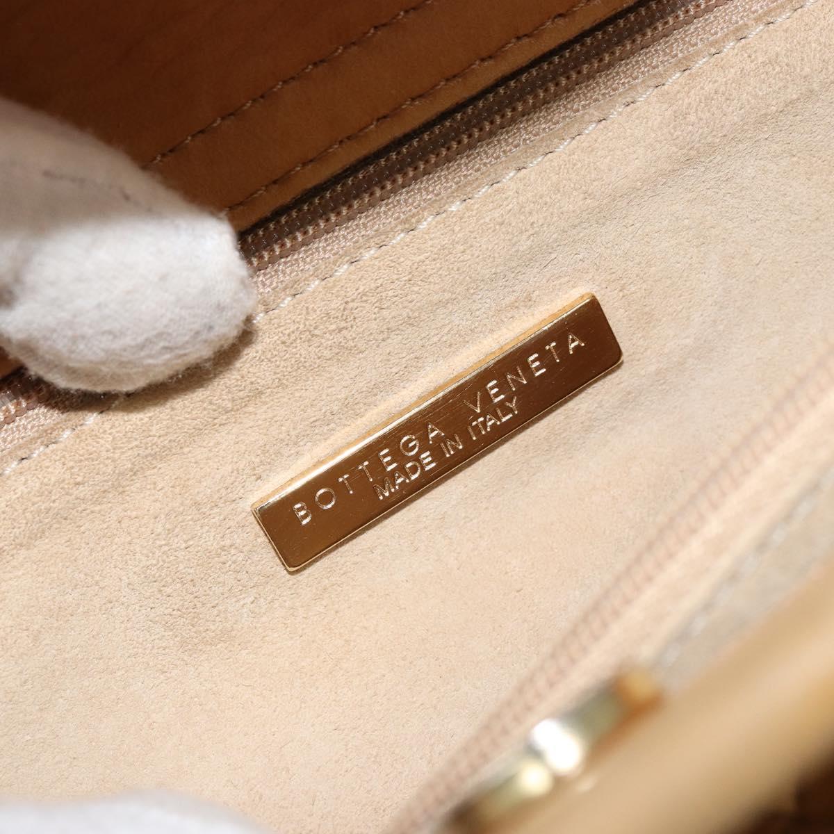 BOTTEGA VENETA INTRECCIATO Hand Bag Leather 2way Beige Gold Auth 154588