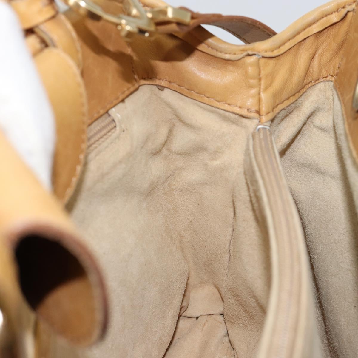 BOTTEGA VENETA INTRECCIATO Hand Bag Leather 2way Beige Gold Auth 154588