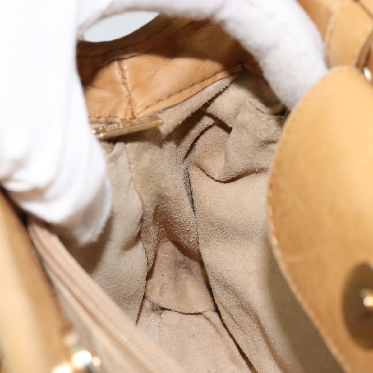 BOTTEGA VENETA INTRECCIATO Hand Bag Leather 2way Beige Gold Auth 154588