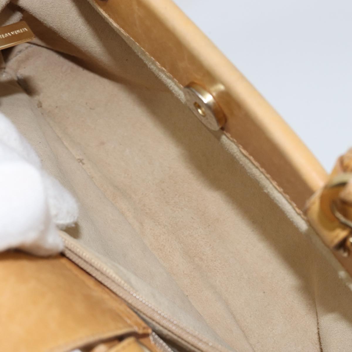 BOTTEGA VENETA INTRECCIATO Hand Bag Leather 2way Beige Gold Auth 154588