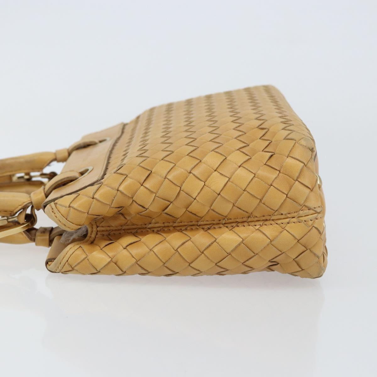 BOTTEGA VENETA INTRECCIATO Hand Bag Leather 2way Beige Gold Auth 154588