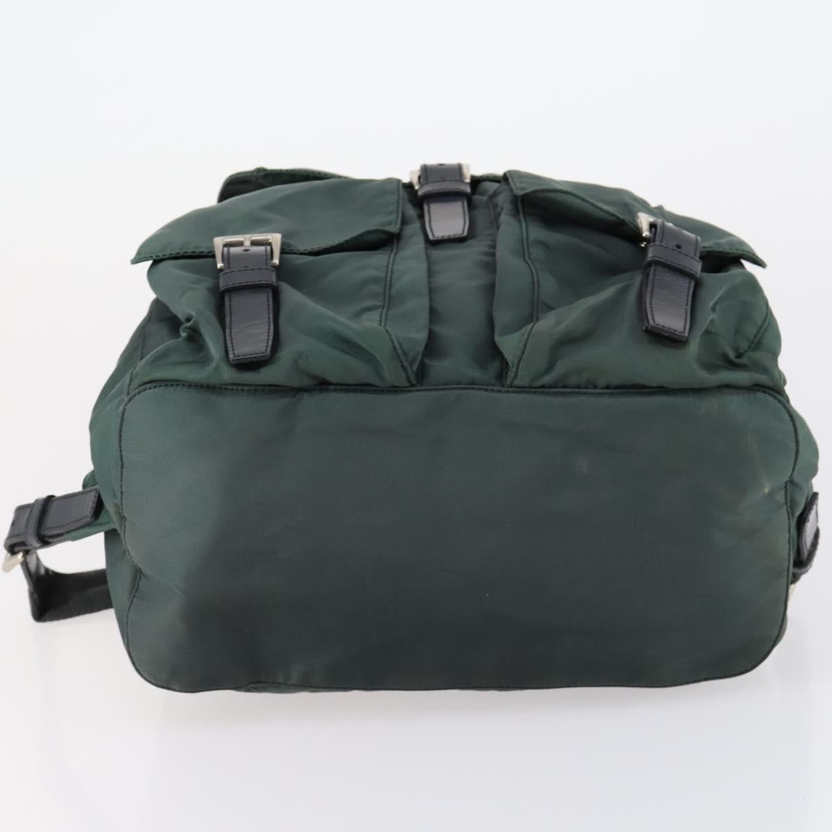 PRADA Backpack Nylon Green Silver Auth 154589