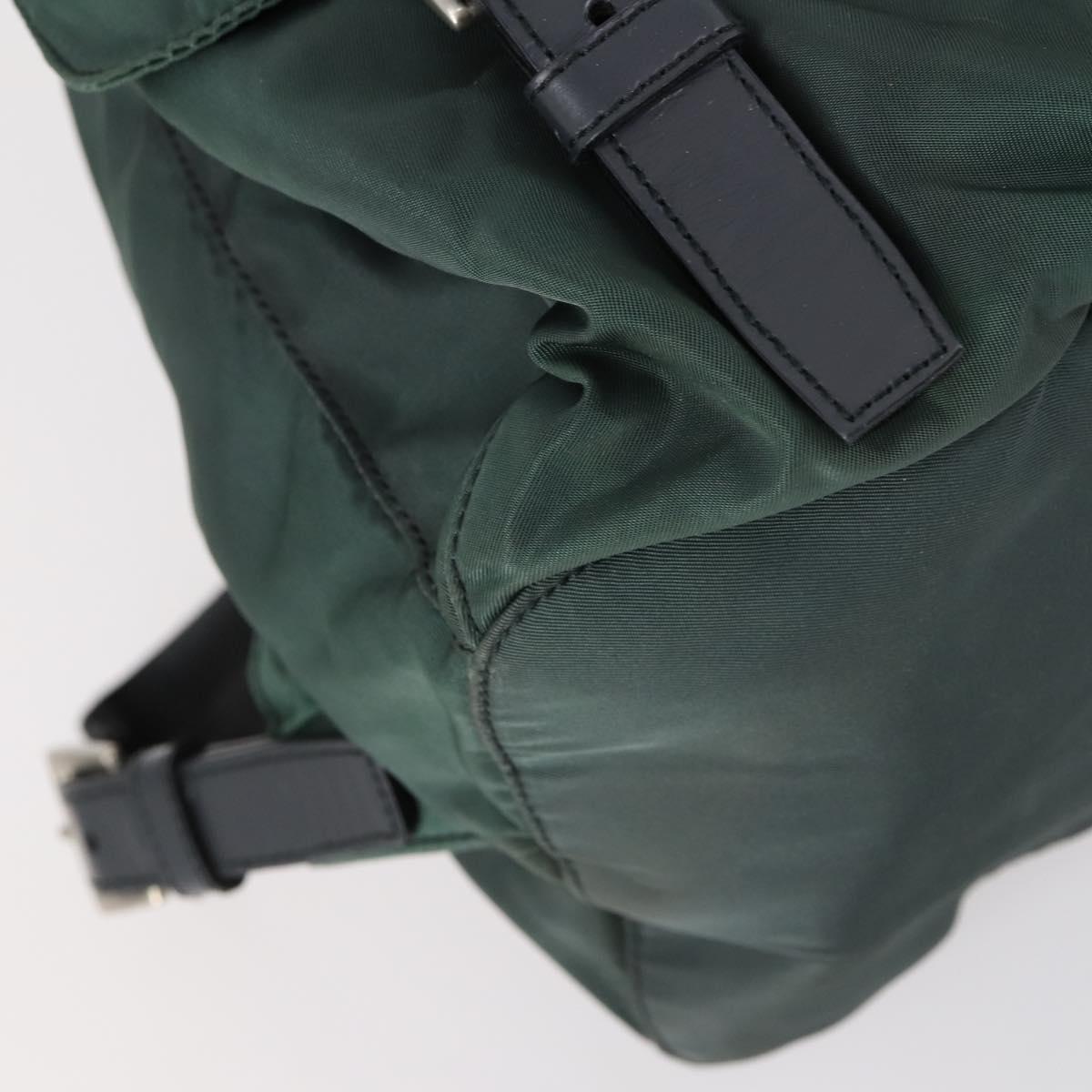 PRADA Backpack Nylon Green Silver Auth 154589