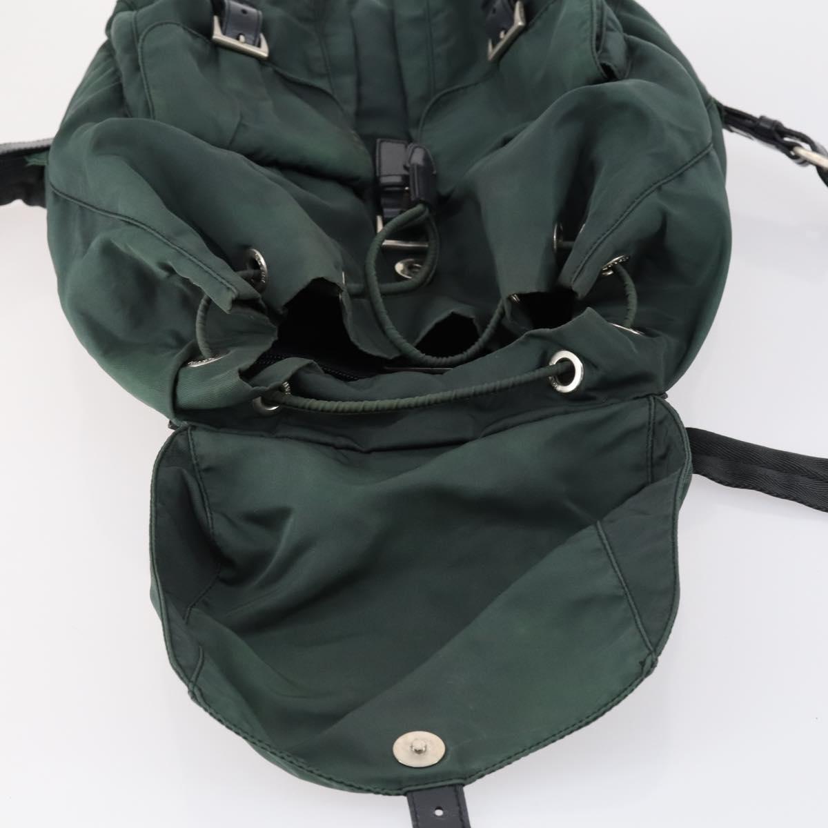 PRADA Backpack Nylon Green Silver Auth 154589