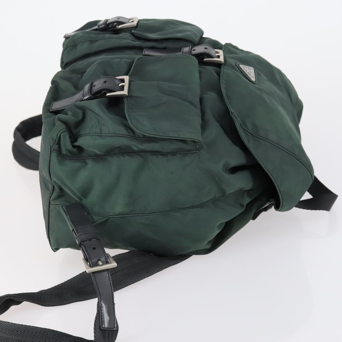 PRADA Backpack Nylon Green Silver Auth 154589