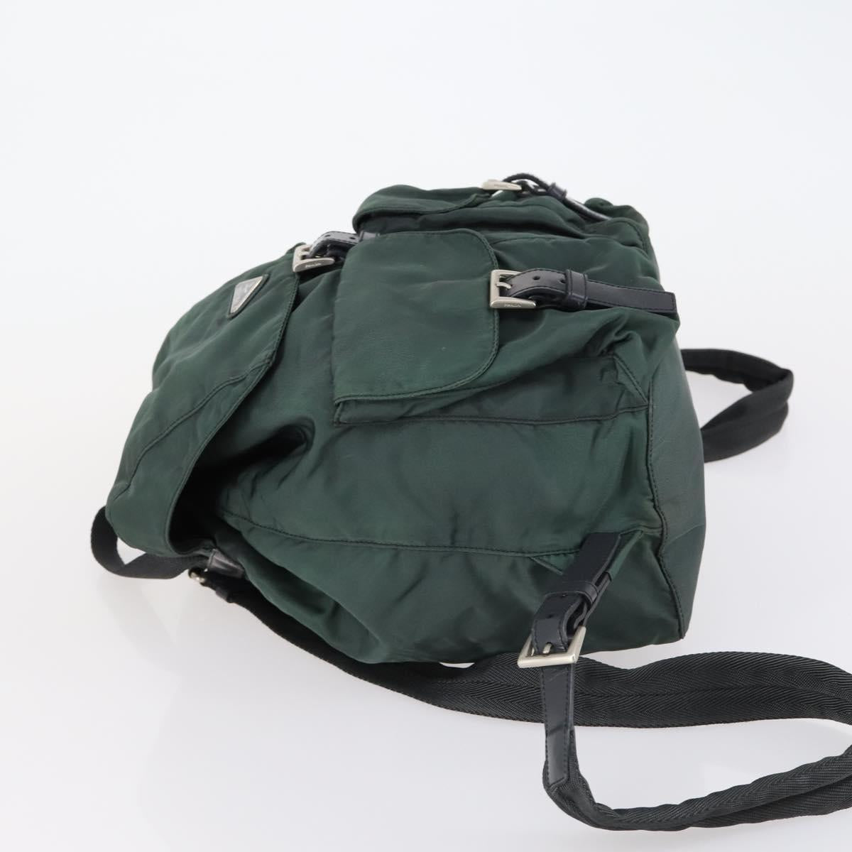 PRADA Backpack Nylon Green Silver Auth 154589