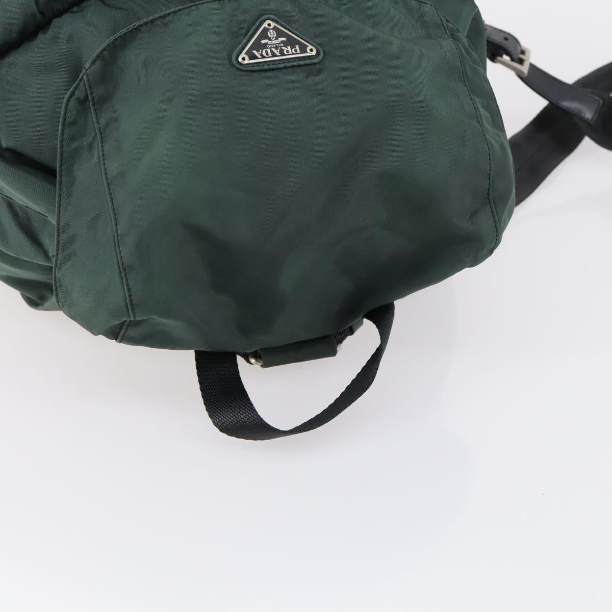 PRADA Backpack Nylon Green Silver Auth 154589