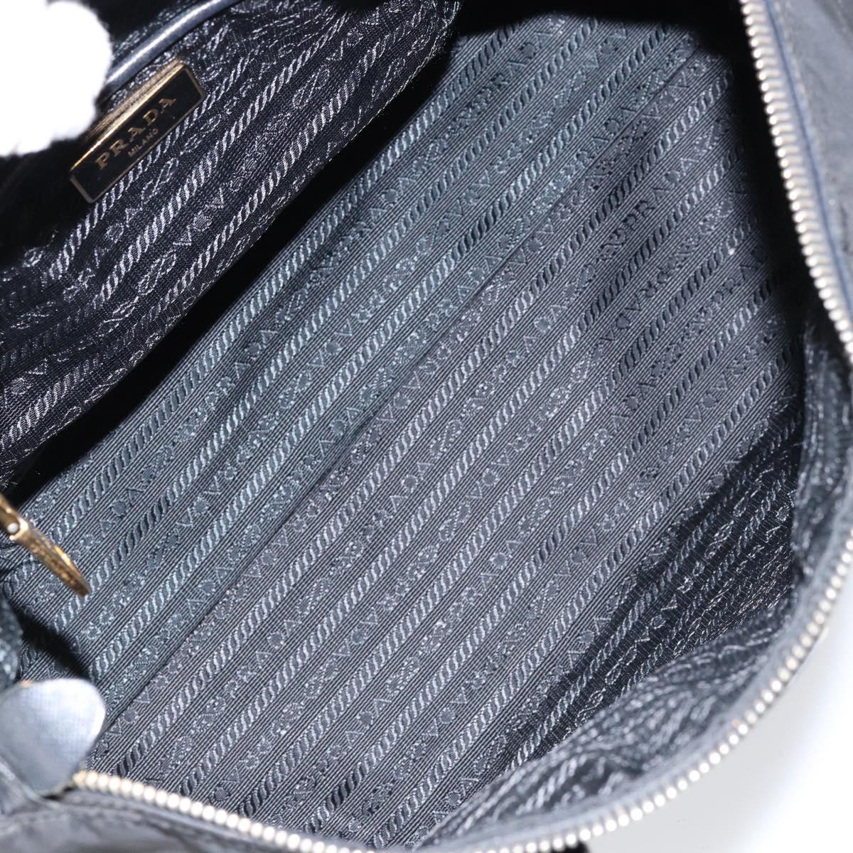 PRADA Hand Bag Nylon Black Gold Auth 154590