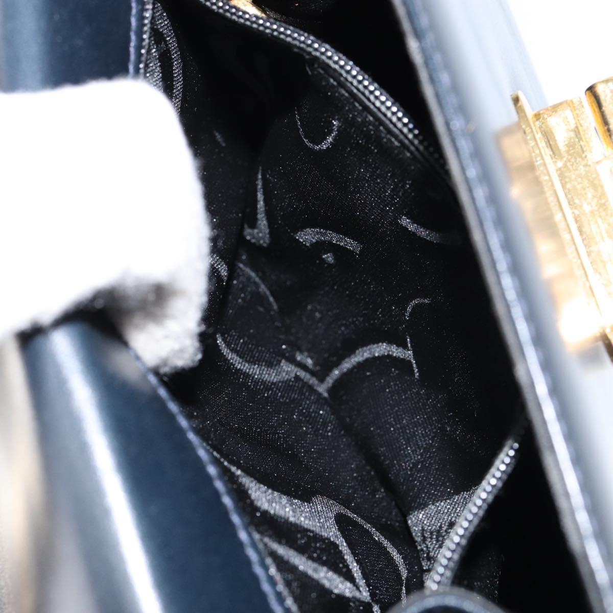 Salvatore Ferragamo Gancini Shoulder Bag Leather Navy Gold Auth 154591