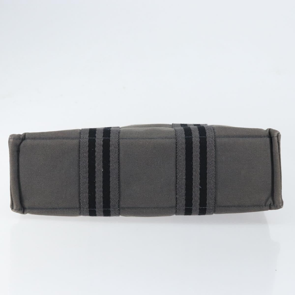 HERMES Fourre ToutPM Hand Bag Canvas Gray Silver Auth 154596