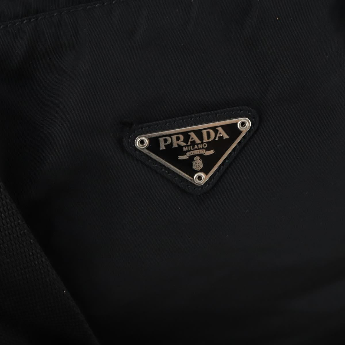 PRADA Boston Bag Nylon 2way Black Silver Auth 154610