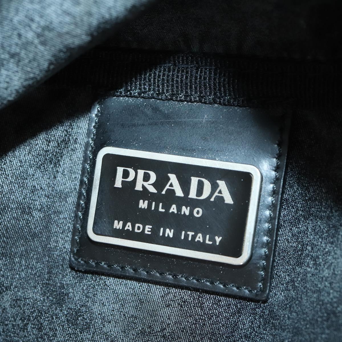 PRADA Boston Bag Nylon 2way Black Silver Auth 154610