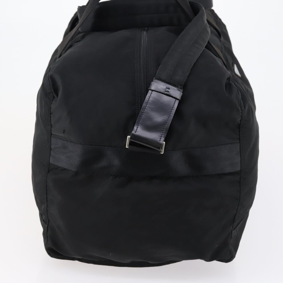 PRADA Boston Bag Nylon 2way Black Silver Auth 154610