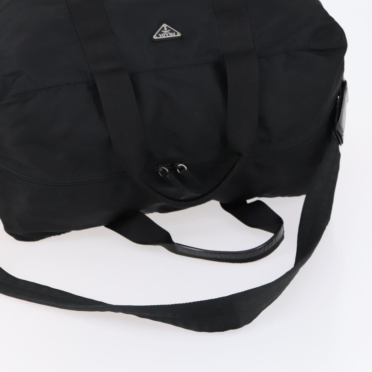 PRADA Boston Bag Nylon 2way Black Silver Auth 154610