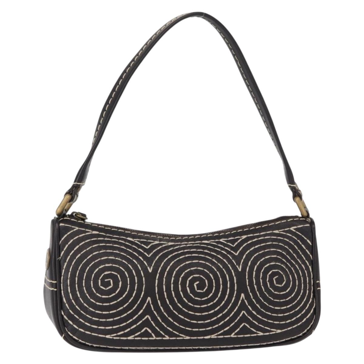 CELINE Accessory Pouch Canvas Brown Auth 154612V