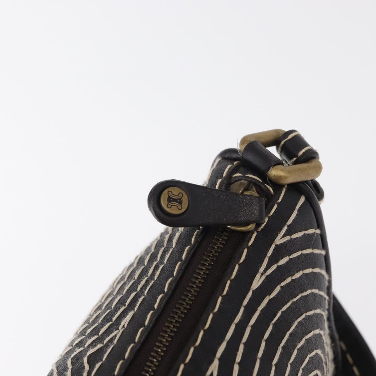 CELINE Accessory Pouch Canvas Brown Auth 154612V