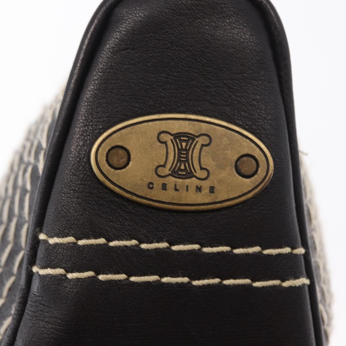 CELINE Accessory Pouch Canvas Brown Auth 154612V