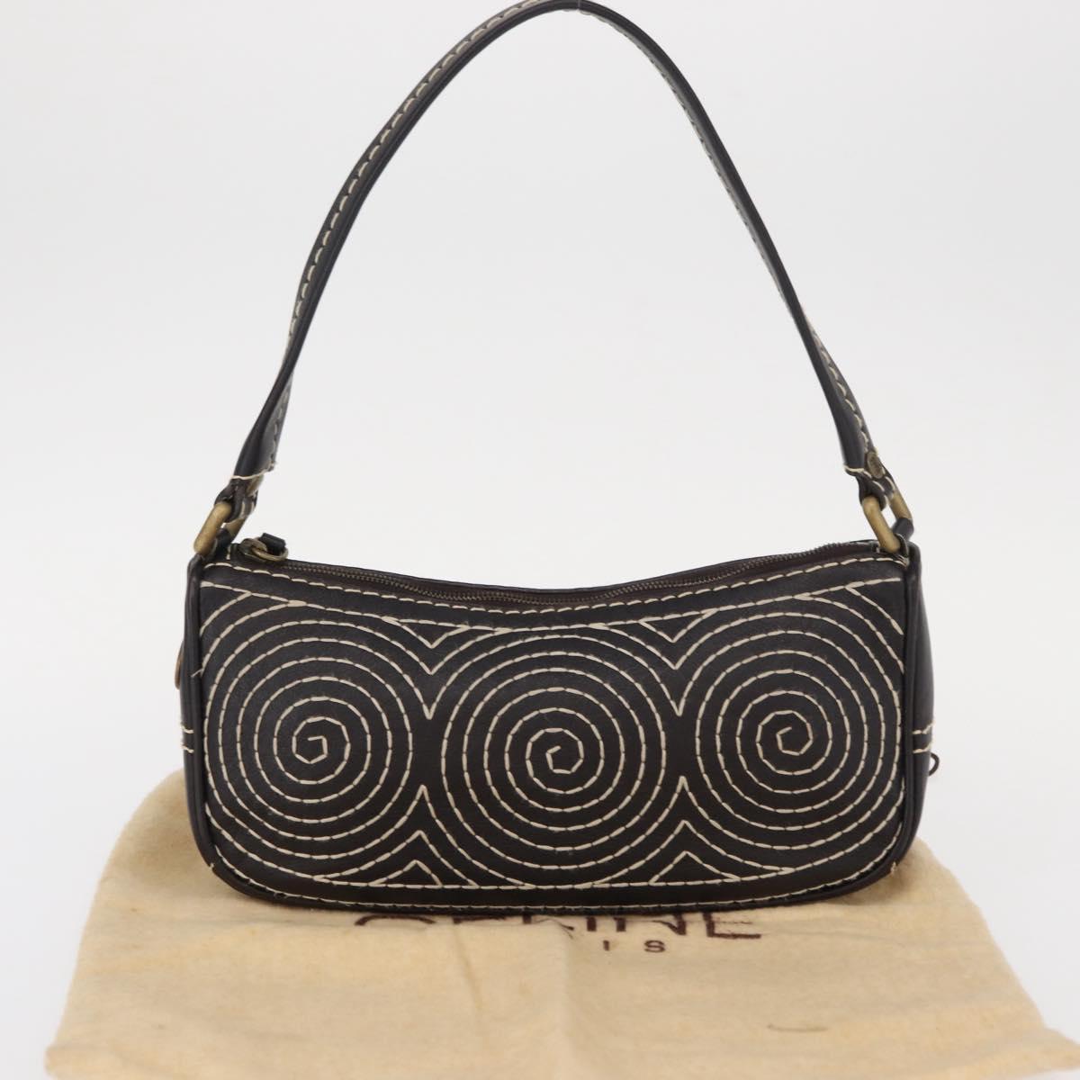 CELINE Accessory Pouch Canvas Brown Auth 154612V