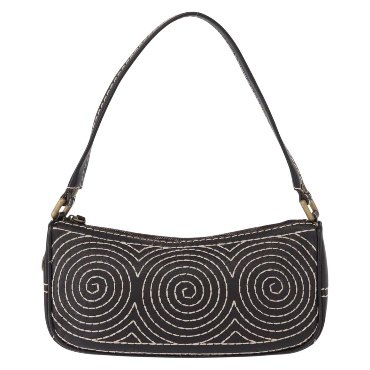 CELINE Accessory Pouch Canvas Brown Auth 154612V