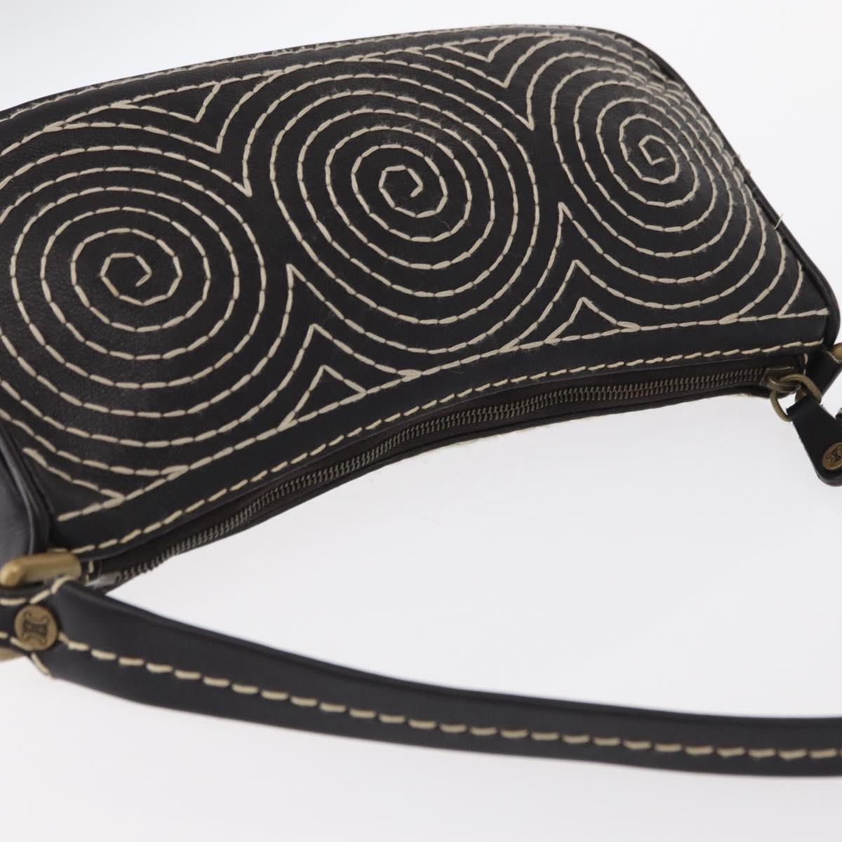 CELINE Accessory Pouch Canvas Brown Auth 154612V