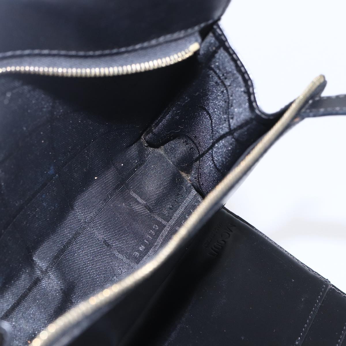 CELINE Macadam Canvas Shoulder Bag PVC Leather Black Gold Auth 154614