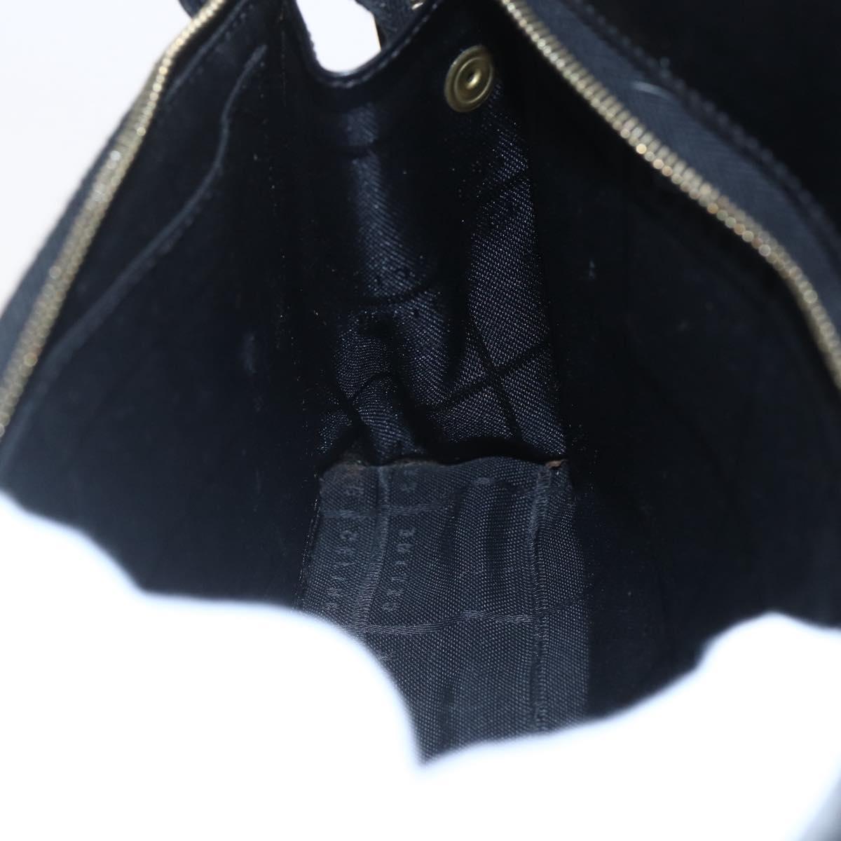 CELINE Macadam Canvas Shoulder Bag PVC Leather Black Gold Auth 154614