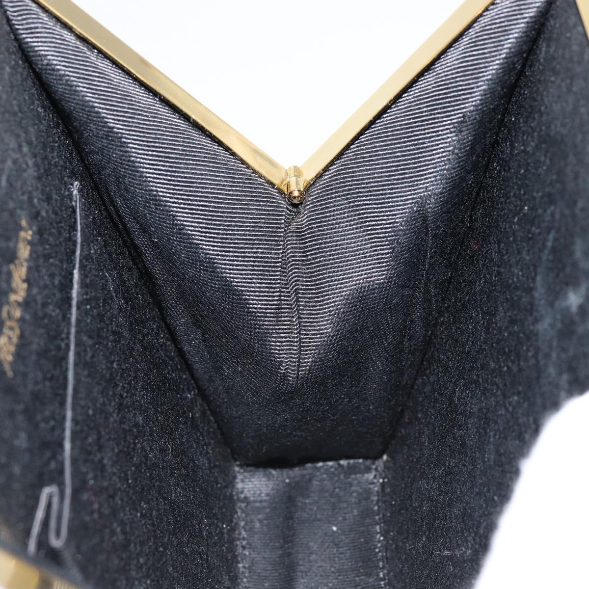 SAINT LAURENT Hand Bag Enamel Black Gold Auth 154615