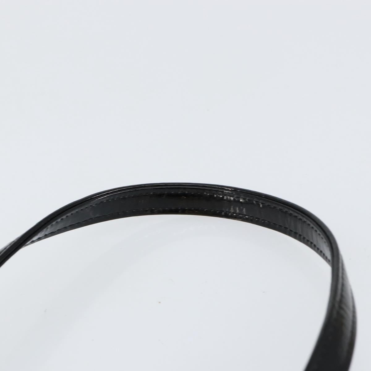 SAINT LAURENT Hand Bag Enamel Black Gold Auth 154615