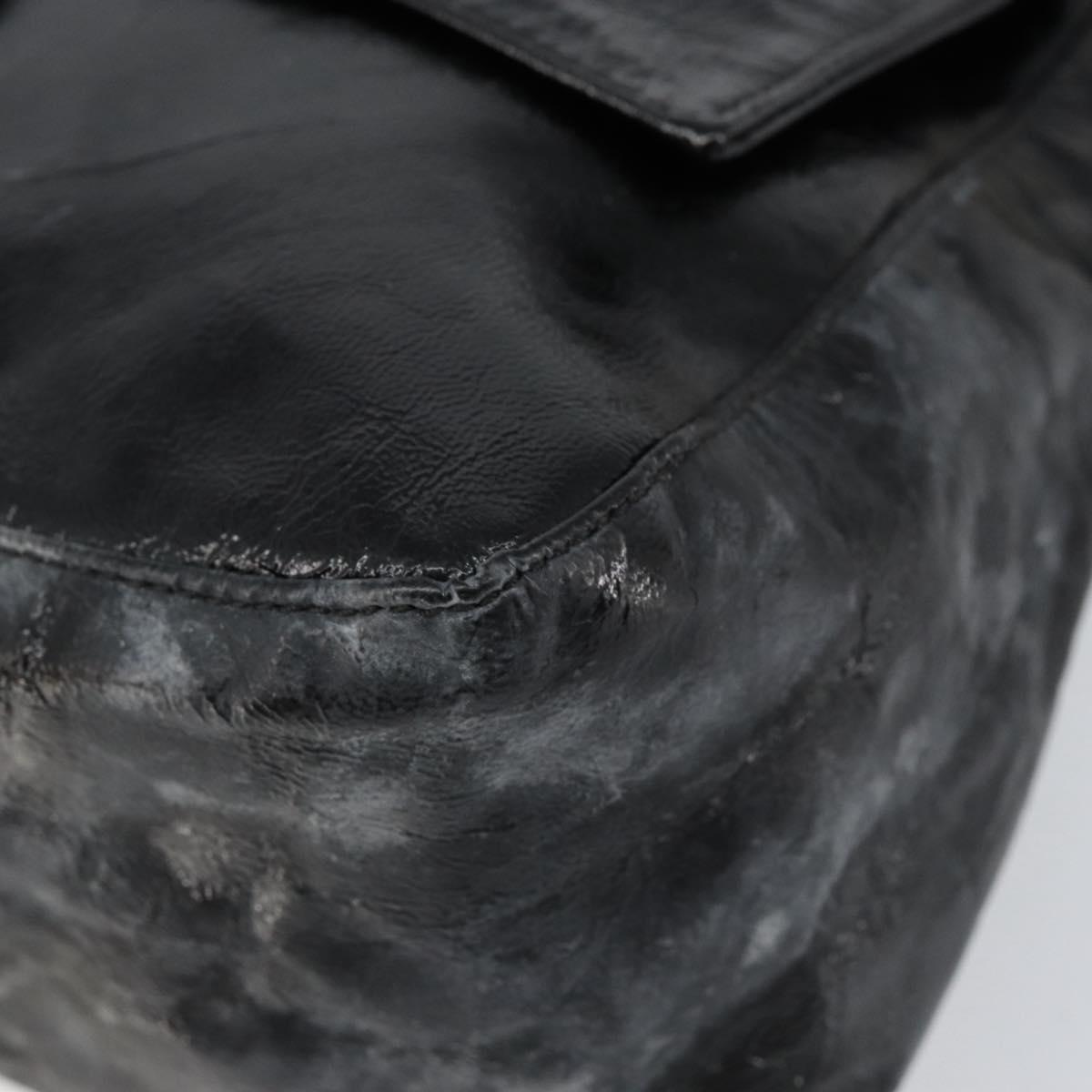 FENDI Shoulder Bag Leather Black Gold Auth 154618