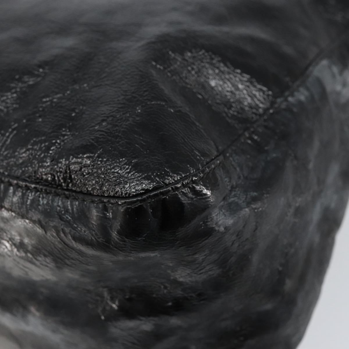 FENDI Shoulder Bag Leather Black Gold Auth 154618