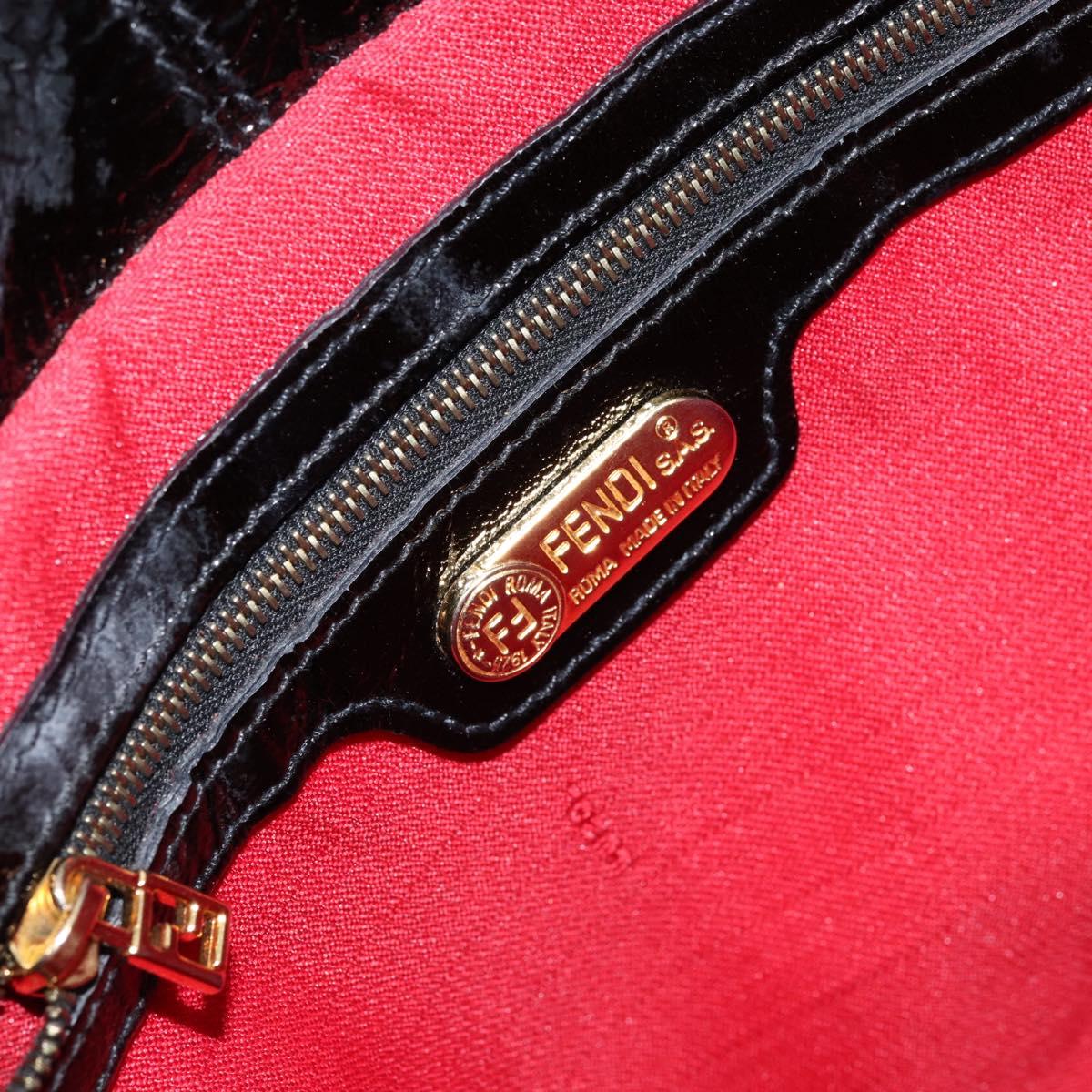 FENDI Shoulder Bag Leather Black Gold Auth 154618