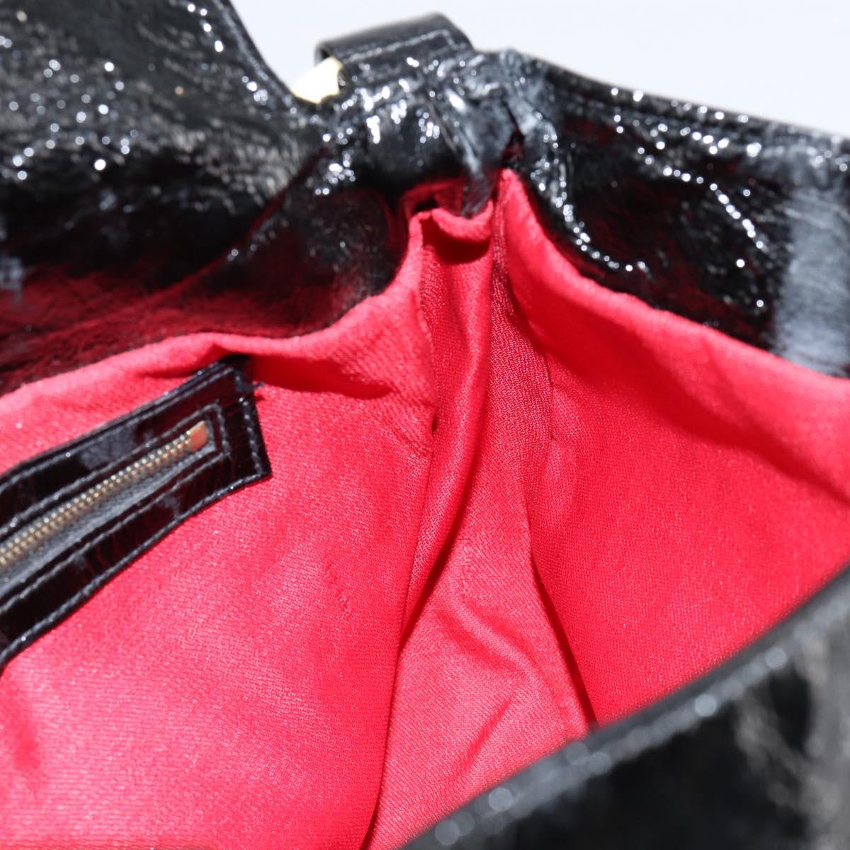 FENDI Shoulder Bag Leather Black Gold Auth 154618