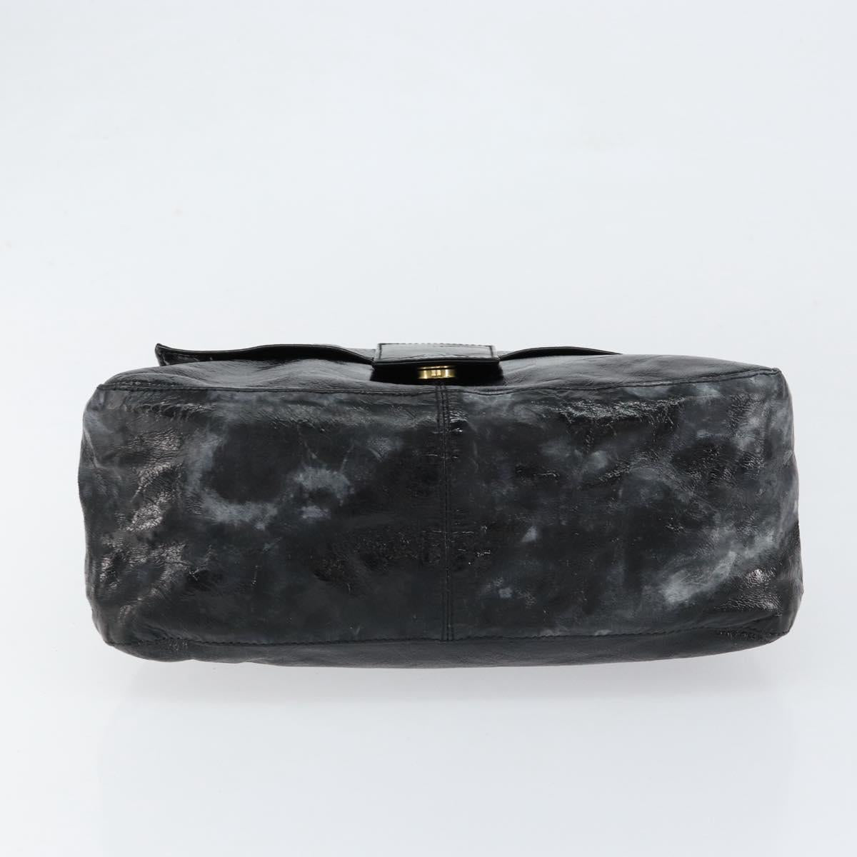 FENDI Shoulder Bag Leather Black Gold Auth 154618