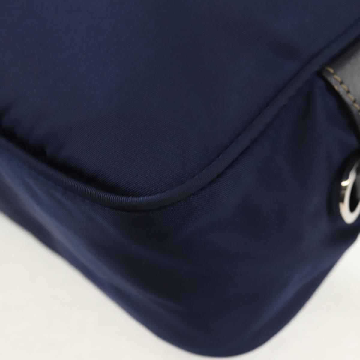 PRADA Shoulder Bag Nylon Navy Silver Auth 154621V
