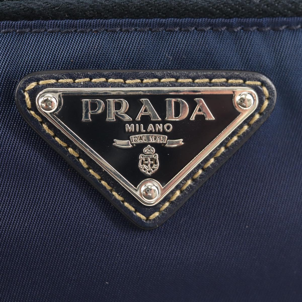 PRADA Shoulder Bag Nylon Navy Silver Auth 154621V