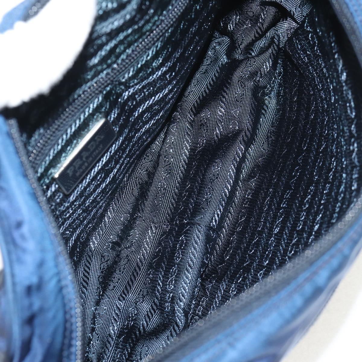 PRADA Shoulder Bag Nylon Navy Silver Auth 154621V