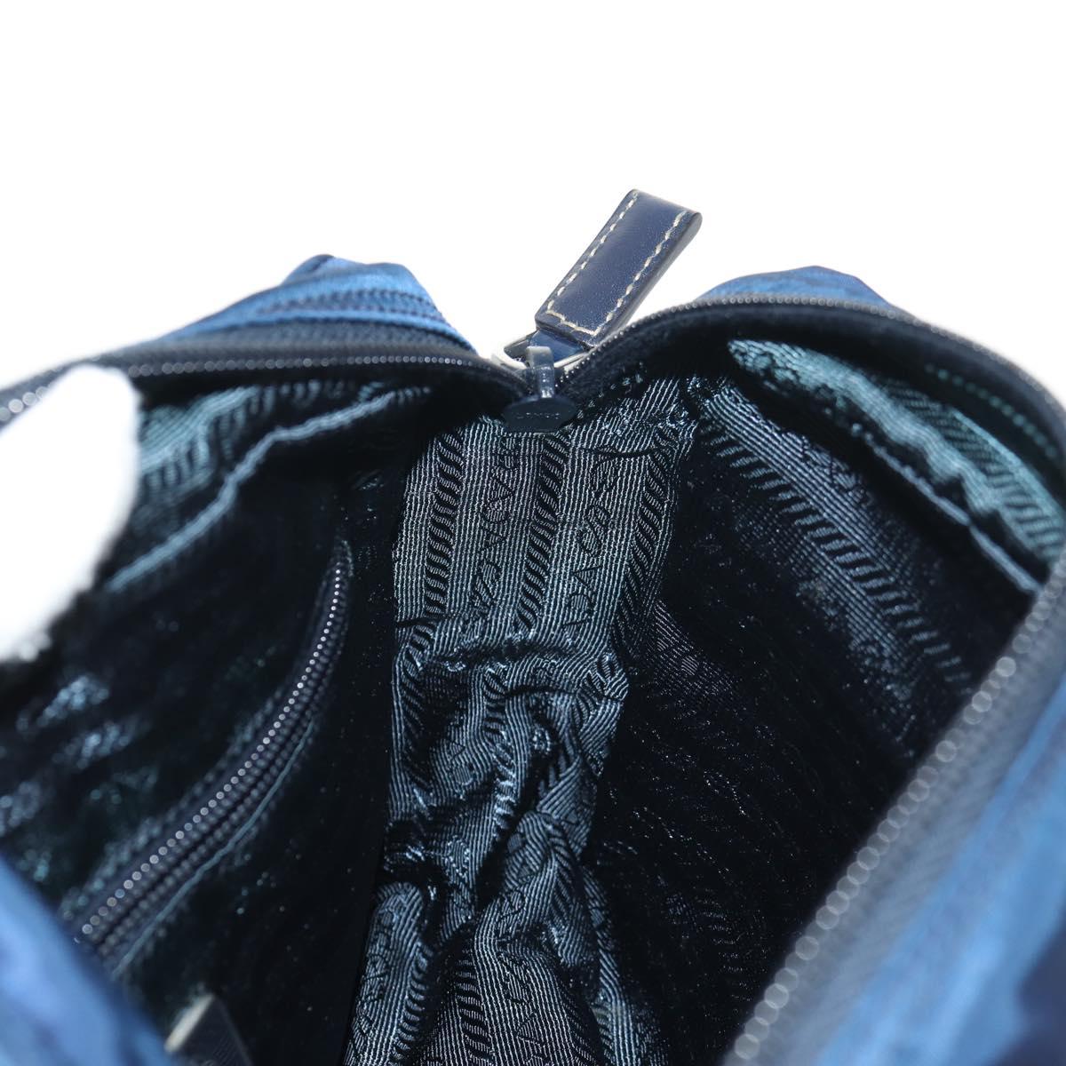 PRADA Shoulder Bag Nylon Navy Silver Auth 154621V