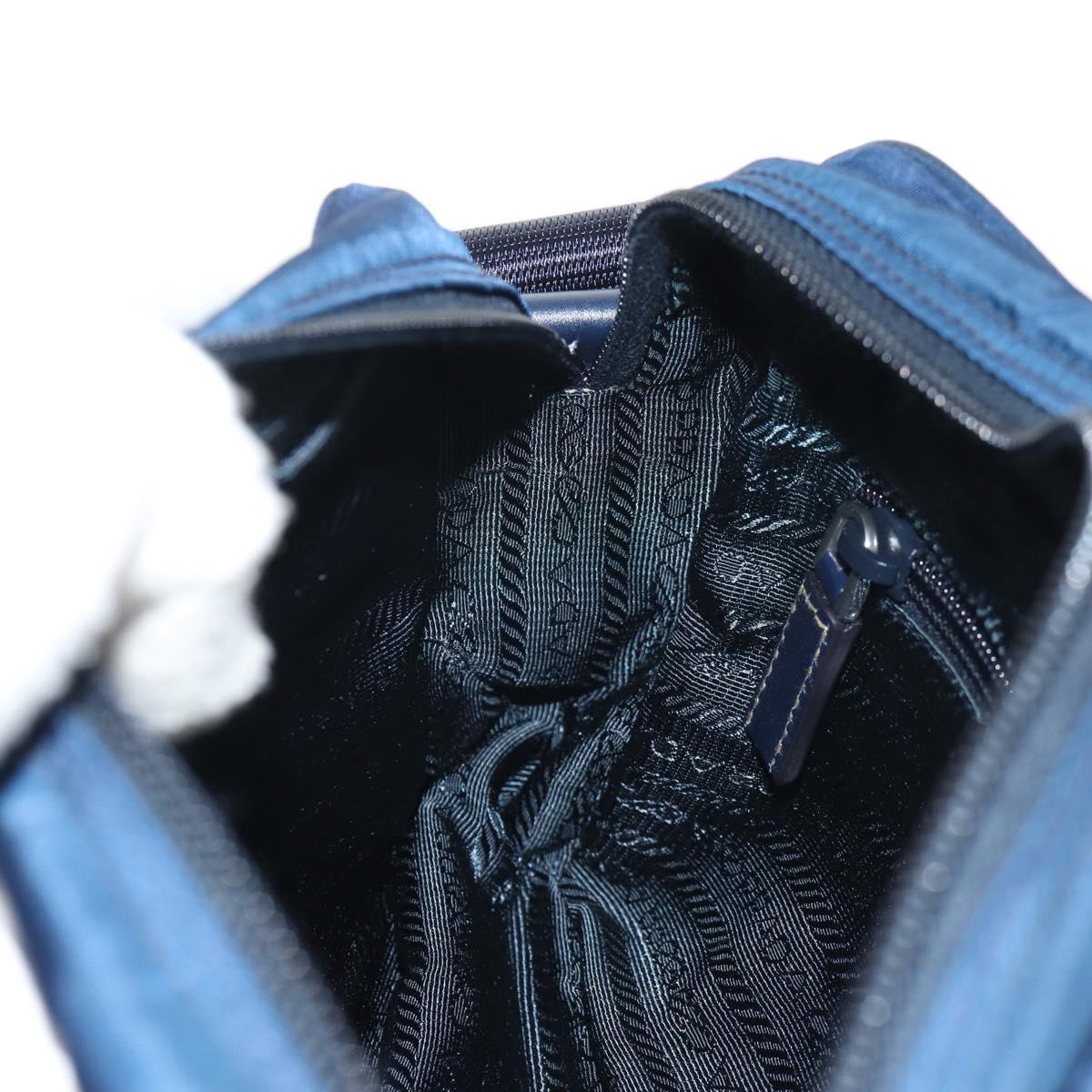 PRADA Shoulder Bag Nylon Navy Silver Auth 154621V