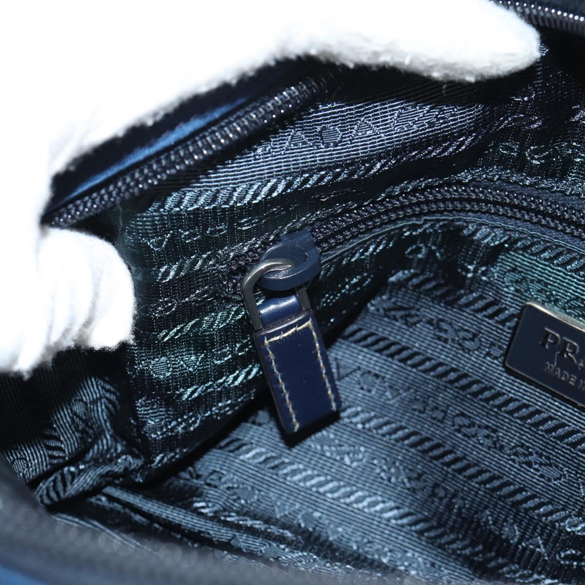 PRADA Shoulder Bag Nylon Navy Silver Auth 154621V