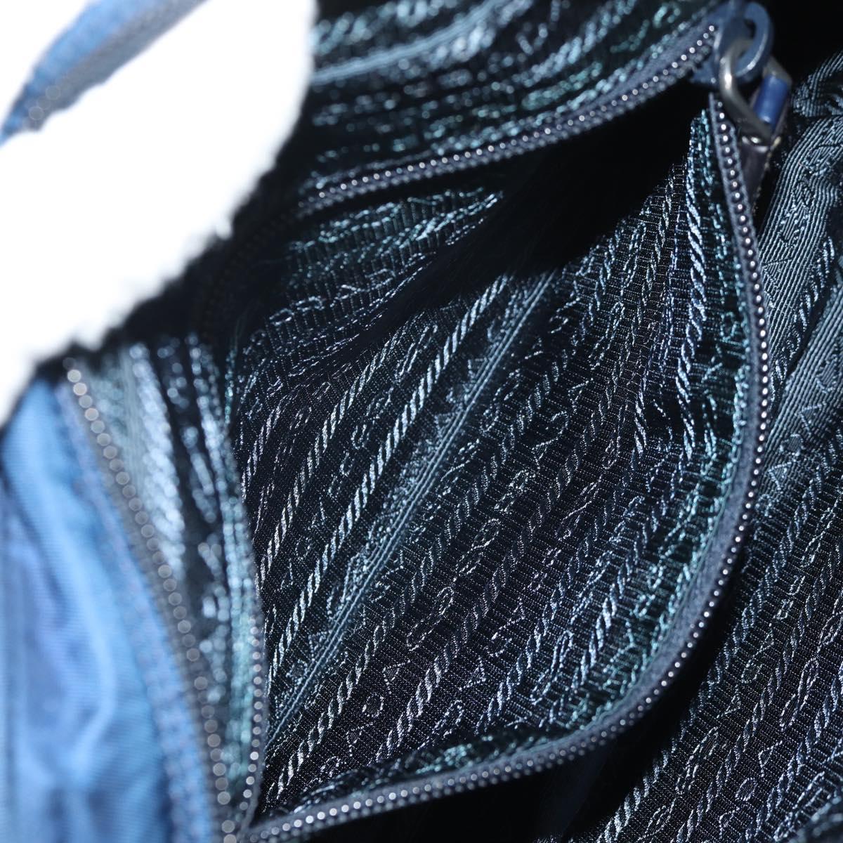 PRADA Shoulder Bag Nylon Navy Silver Auth 154621V