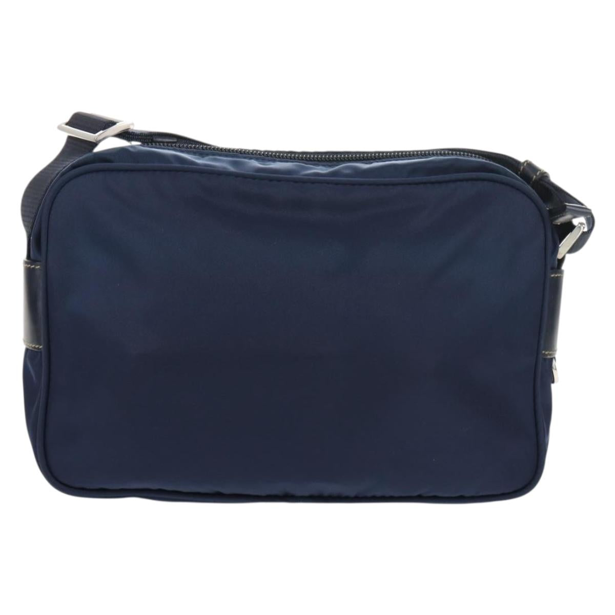 PRADA Shoulder Bag Nylon Navy Silver Auth 154621V